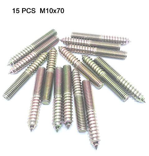 Image of Hanger Bolt M10x70 Double Headed Bolt Self-Tapping Screw for Furniture 15Pcs