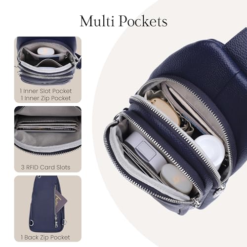Image of befen Genuine Leather Sling Bag for Women Anti-Theft Crossbody Chest Bags Fanny Packs for Travel with RFID Card Slots