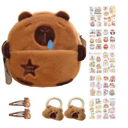 Bolsa cruzada Capybara de felpa con correa ajustable para la comodidad diaria de las niñas