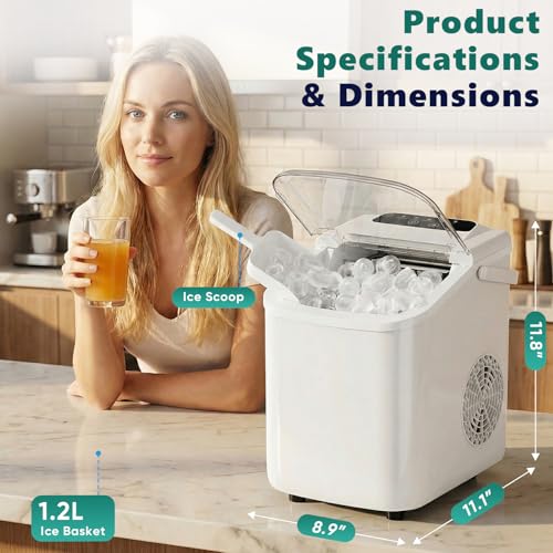 Image of OLIXIS Countertop Ice Maker with Self-Cleaning, Portable Ice Maker Machine | with Ice Scoop, 26Lbs /24H, 9 Cubes in 6 Mins, 2 Sizes for Home, Kitchen, Office