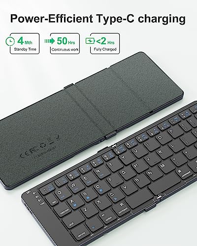 Rovinda Foldable Bluetooth Keyboard, Portable Wireless Folding Keyboard (Bt5.1 X 3), Pocket-Sized & Ultra-Slim, Usb-C Rechargeable For Ios, Android, Windows Mac Os Laptop Tablet Smartphone, Green #TOP2
