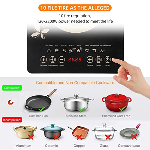 mewmewcat Fogão de indução eletrodomésticos inteligentes de cozinha 2200 w tela de toque inteligente