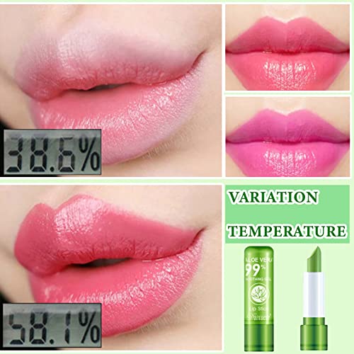 Wenjlyj 8 Pcs Aloe Vera Lipstick,Magic Temperature Color Changing Lip Gloss Set,Long-Lasting Nutritious Waterproof Lip Balm Moisturizing Lipstick Lip Makeup Kits For Women #TOP5