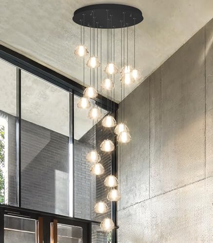 Image of Modern Crystal Chandeliers LED Ceiling Lighting Foyer Large Ceiling Light for Staircase Living Room Hallway Entryway