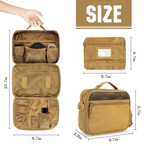 Hanging Travel Toiletry Bag for Men, Large Capacity Dopp Kit, Durable Bathroom Organizer, Water-resistant Shaving Bag for Accessories, Father's Day3