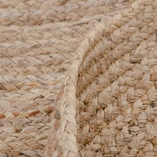 Tapis rond tressé marron en jute Ø 300 cm, grand tapis de salon en fibre naturelle - 6