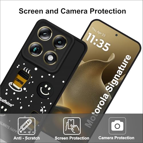 Image of SBMS Silicone Back Cover Case for Motorola Signature | Cute Fun 3D Cartoon, Coffee Design Silicone Case | Camera Protection Bump | Shockproof Back Cover Case for Moto Signature (Coffe Mug Black)