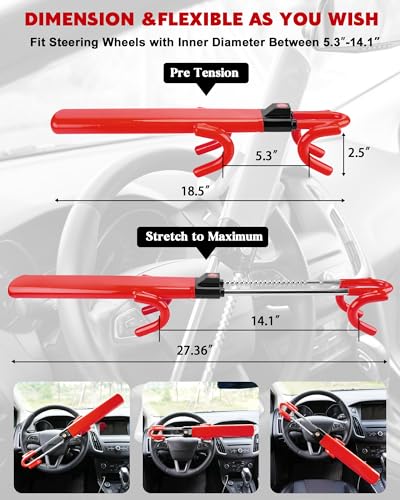 Tevlaphee Universal Wheel Lock Heavy Duty Security Trailer Wheel Lock Tires Anti Theft for Car