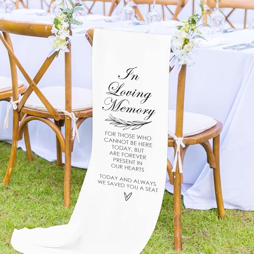 Reserved Memorial Wedding Chair Sign, In Loving Memory Reserved Signs For Wedding Chair Sign, Save A Seat For Someone In Heaven, Wedding, Engagement Party Decorations And Supplies(15 X 49" White)-A04