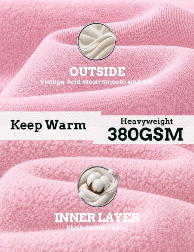 Image of FAIABLE Womens Oversized Acid Wash Hoodie Unisex Heavyweight Fleece Cotton Hoodies Vintage Washed Sweatshirt for Women