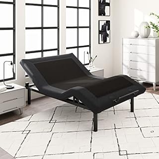 Allewie Queen Adjustable Bed Base Frame with New Generation Motor, Wireless Remote, Head and Foot Incline, Intelligent Sleep Aid, Zero-Gravity, High Weight Capacity, Easy Self-Assembly, Upholstered