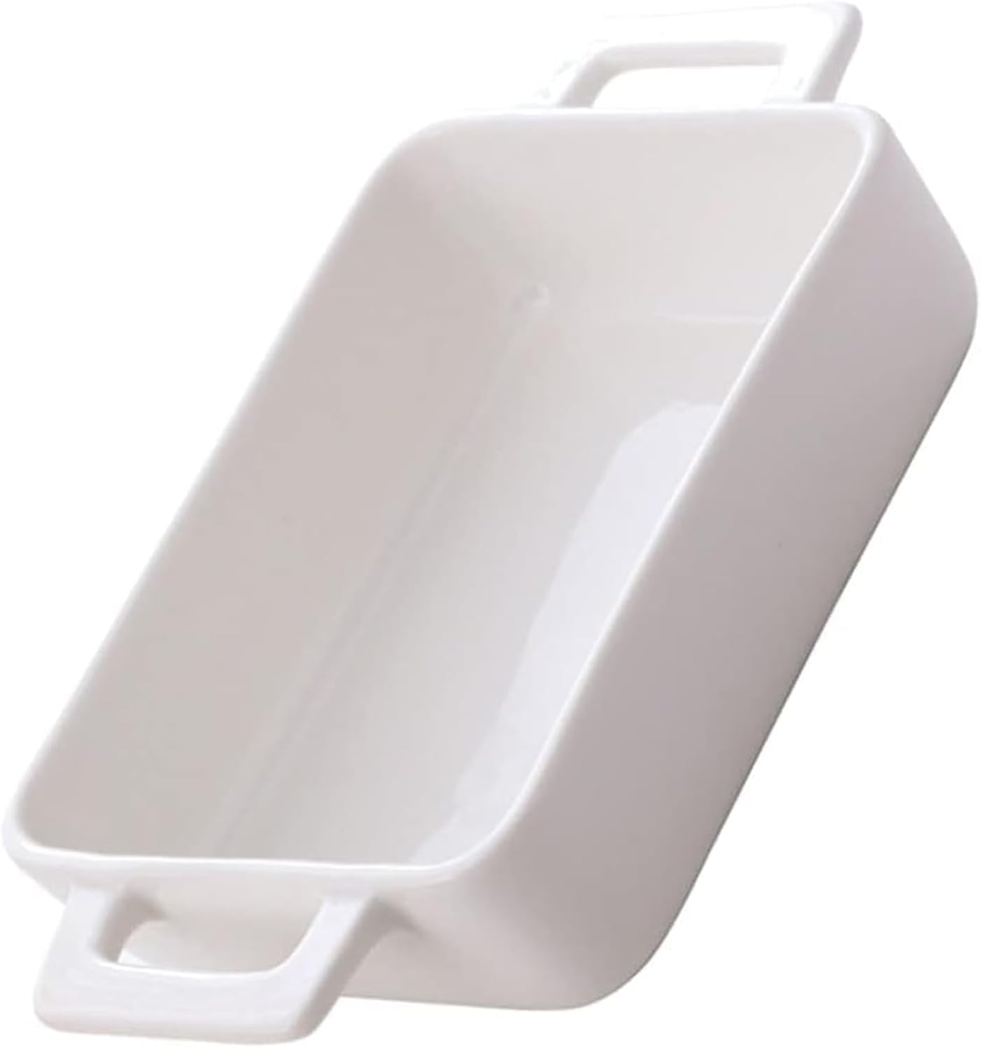 Baking Dish for Oven, Ceramic Lasagne Pan Deep, Lasagna Baking Dishes for Casseroles, White Porcelain Souffle Dishes Creme,Rectangular Baking Pans with Double HandlesBrulee Ramekins