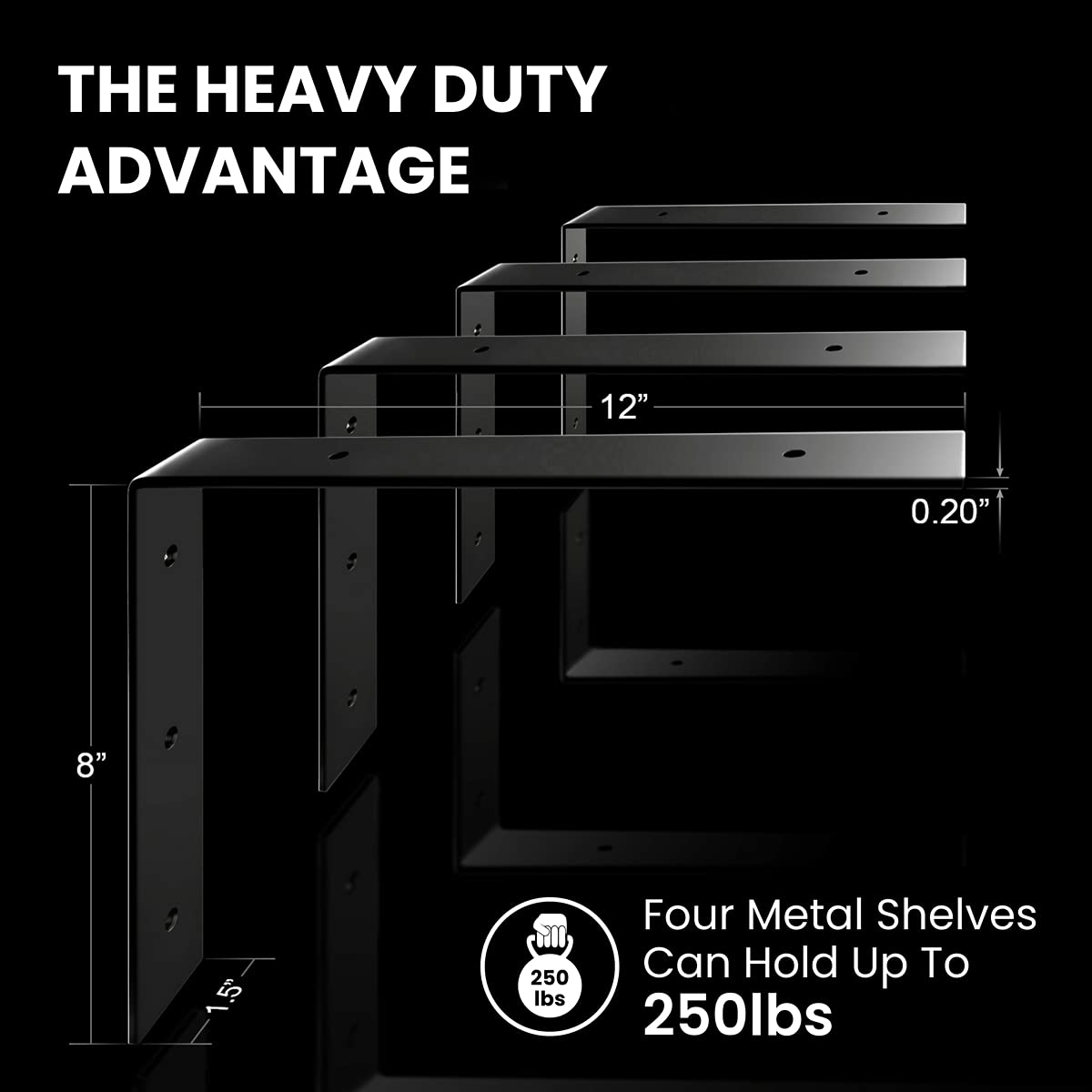 Floating Shelf Bracket Heavy Duty Shelf Brackets, Premium 12 inches L