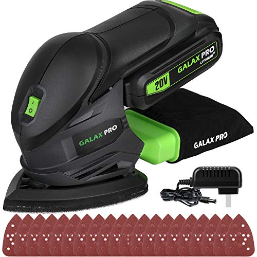 GALAX PRO Cordless Sander 20V, 20Pcs Sandpapers,12000 RPM Sanders with Dust Collection System
