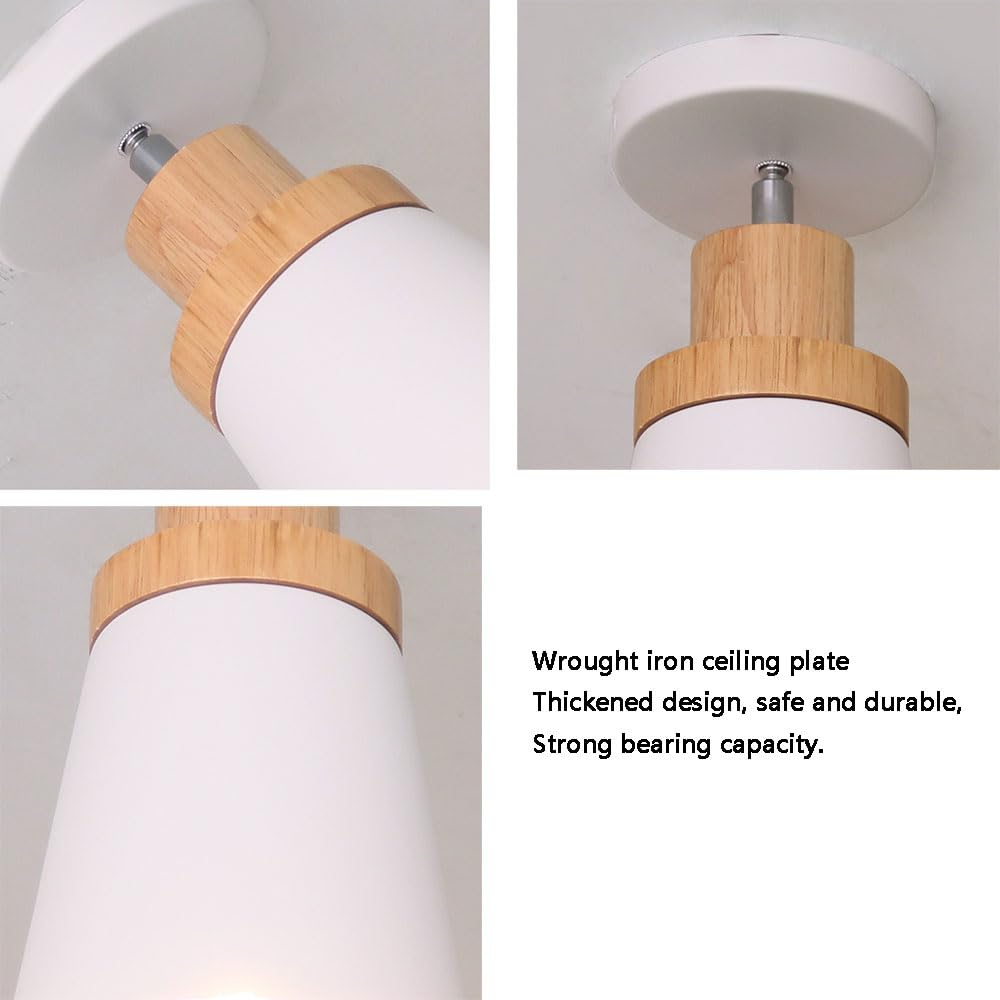 Półwpuszczana lampa sufitowa w stylu retro E26, zielona, do wnętrz Obrotowa i modna lampa sufitowa do przedpokoju, nordycka okrągła oprawa oświetleniowa z drewnianą dekoracją do salonu