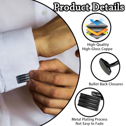 Mancuernillas para hombre clásicas negras con caja miniatura 3