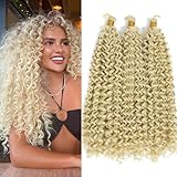 Crochet Curly Hair Water Wave Crochet Hair Curly Braiding Hair Curly Crochet Hair For Black Women Marlybob Crochet Hair 14 Inch 3PCS (Blonde)