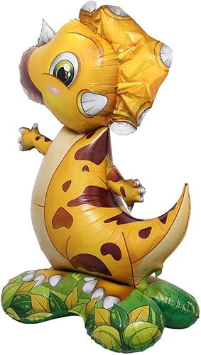 Miniatura 4 de Autostand 3D Dinosaurio Triceratops Champsosaurus Tiranosaurio Pelota de animales para baby shower Niño 4D Oso Globos de papel de aluminio para