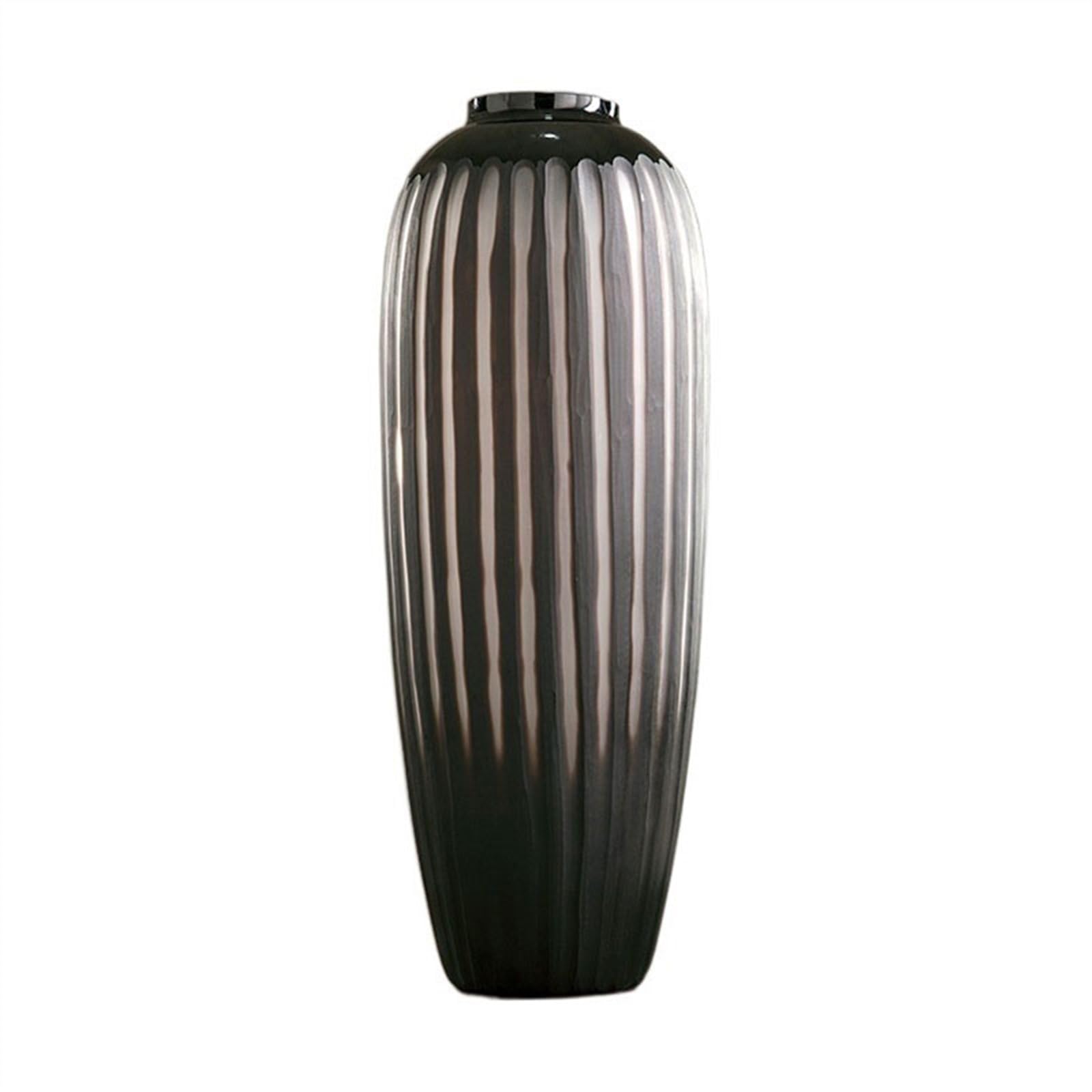 Vase en verre dépoli TUSUOD noir à rayures verticales pour décoration de maison moderne