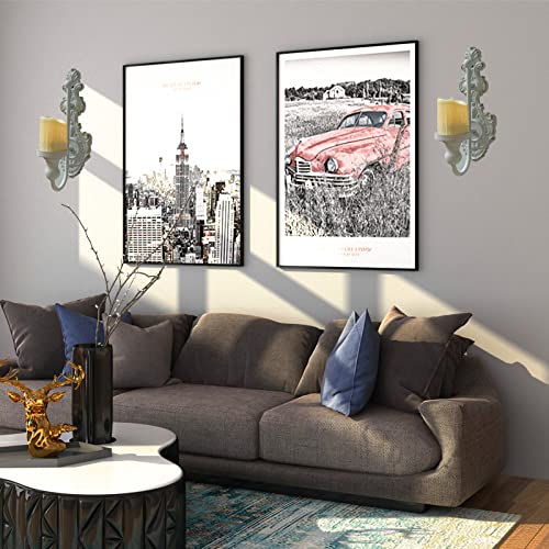 Wall Sconce Candle Holder, Metal Wall Mounted Candle Sconces, Iron Wall Pillar Candle Sconce For Room, Hallway, Entryway, Bathroom, 2 Pack  (Classic White) #TOP4