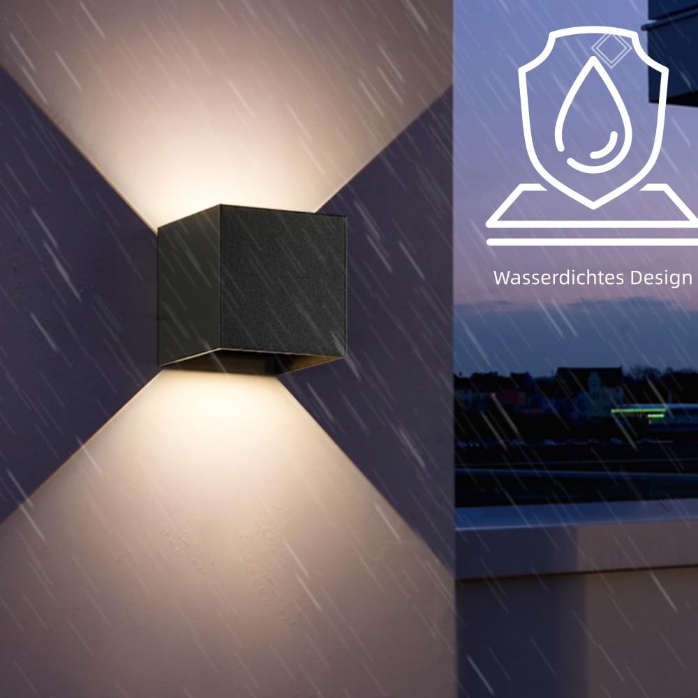 LuminaCube 12W LED Wandleuchte, Einstellbarer Lichtstrahl, 3000K Warmes Licht, Zum Gebrauch einstecken, Modern für Wohnzimmer, Schlafzimmer, Garten, Flur, Treppen