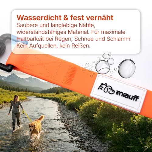 Miauff Schleppleine für Hunde, Gummiert & Wasserdicht, Robuste Trainingsleine mit Handschlaufe & Karabiner für Große bis Kleine Hunde (schwarz, 3m)