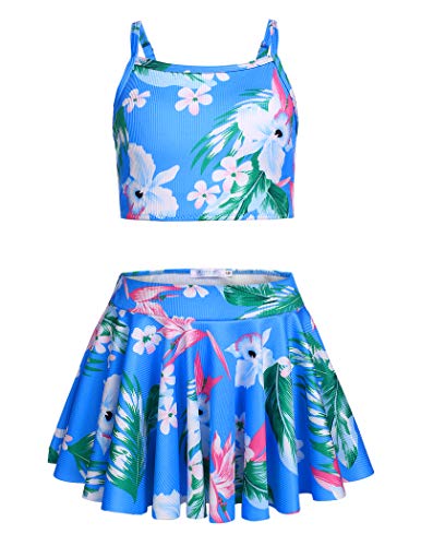 Arshiner Little Girls' Bikini Beach Tankini Swimsuits 3-Piece Floral Swimsuits Size 4t 5t Blue