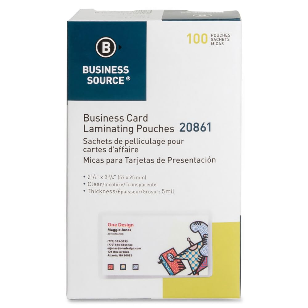 Negocios Fuente 20861 fundas para plastificar, tarjeta de visita, 5 Mil, 2 – 1/4 pulgadas X3 – 3/4 en., 100/BX, CL