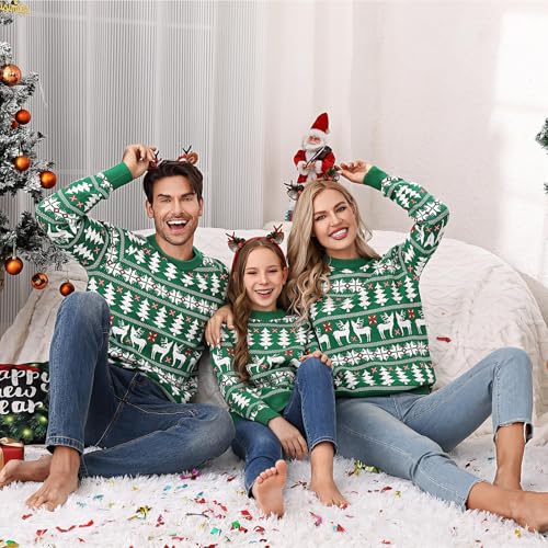 Family Ugly Christmas Sweaters Cute Long Sleeve Crew Neck Reindeer Knitwear Pullover Top Fall Winter Clothes2