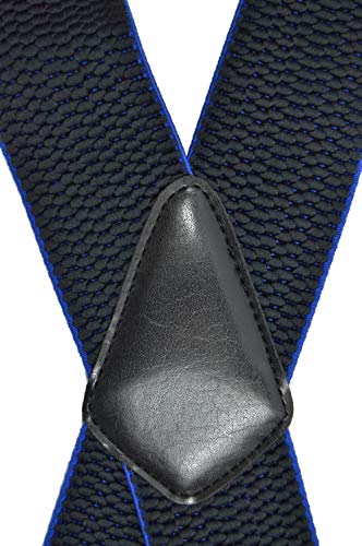 Olata Bretelles Extra Larges en X pour Hommes avec Tissu Épais - 5cm. Noir/Bleu Royal (Clips Noirs) - Image 3