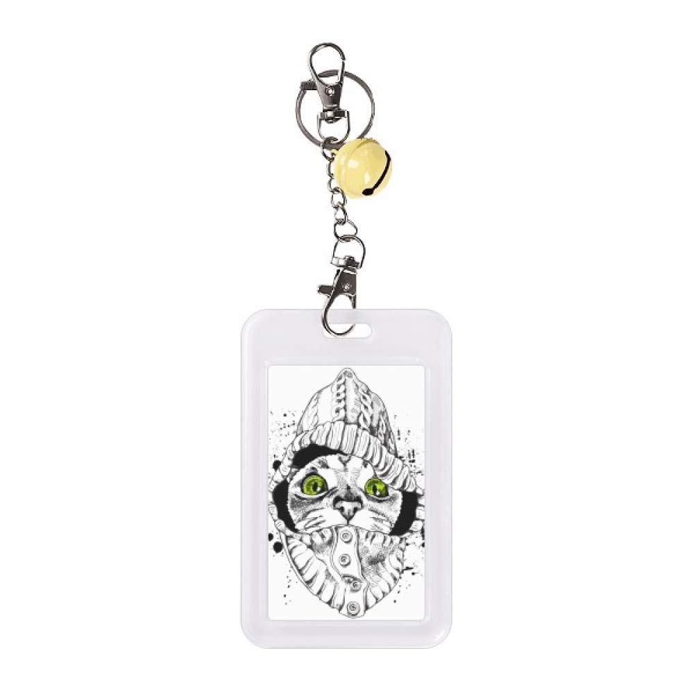 Pull blanc de protection tête de chat pour les sorties en ville avec badge