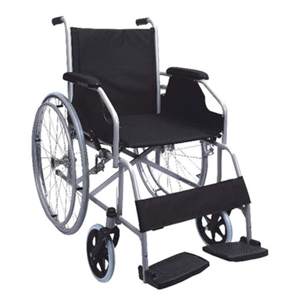 Movis Fauteuil roulant pliant et autopropulsé en acier pour handicapés et personnes âgées, facile à transporter et à plier, abordable et portable, utilisable en extérieur comme en intérieur, pour traitements orthopédiques, post-opératoires