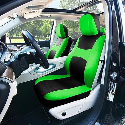 Image of FH Group Car Seat Cover Light Breezy Green Seat Cover Flat Foam Padding Cloth Full Set Automotive Seat Covers, Airbag Compatible & Split Rear Universal Fit Interior Accessories for Cars Trucks and SUV