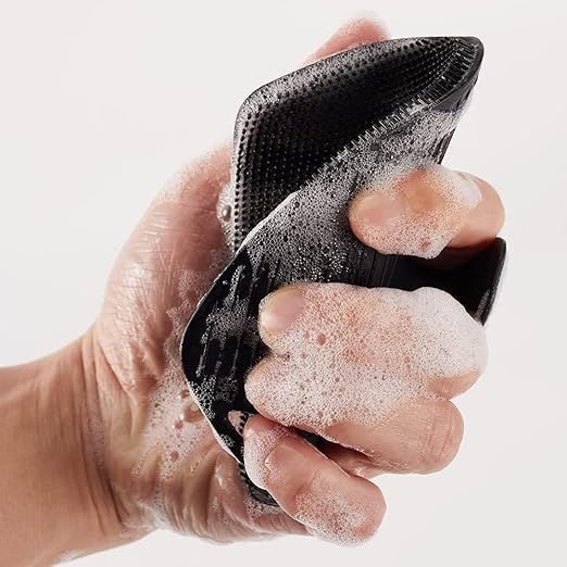 Image of Silicon Body Scrubber, Black, Comfortable Massage, Gentle Exfoliating, Muscles Relaxing, Promote Blood Circulation, 12.6cm x 9.2cm (Pack of 2)