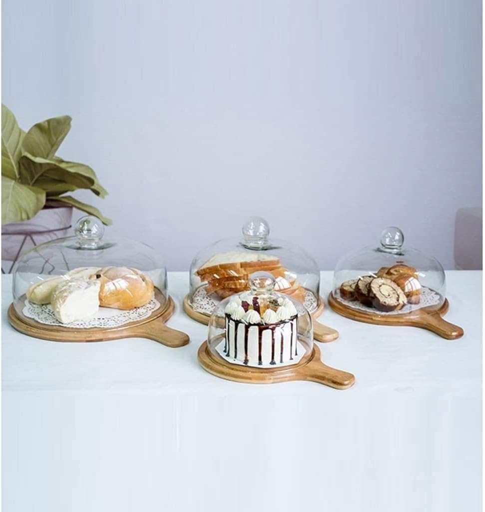Wedding Birthday Party Dessert Display and Decoration Plate Sushi Steak Tray Glass Dome Transparent Lid (Size : 22cm) (22cm)