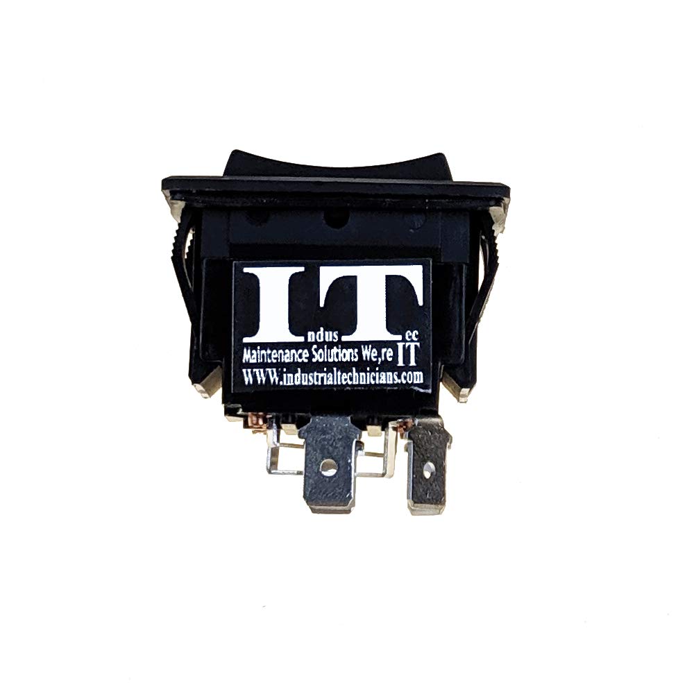 IndusTec 30 AMP 12V DC - Momentary Motor Polarity Control Reversing Rocker Switch (On)-Off-(On) 4 pin Double Pole Double Throw for 5th Wheel Tongue Trailer RV Power Jack Automatic Reset