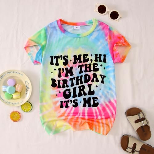 Its Me Hi Im The Birthday Girl Shirt Kids Letter Print Birthday Party T-Shirt Outfit for Girls Gift Top 5-10 Years3