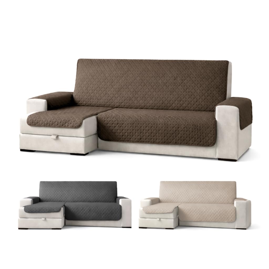 PALUPLUS Copridivano con Penisola a 3 Posti, Misura 240x305 cm, Tessuto poliestere da 120 gsm, Impermeabile e Antimacchia, Salvadivano Angolare con Penisola Reversibile -9520C 1,5 (Marrone)