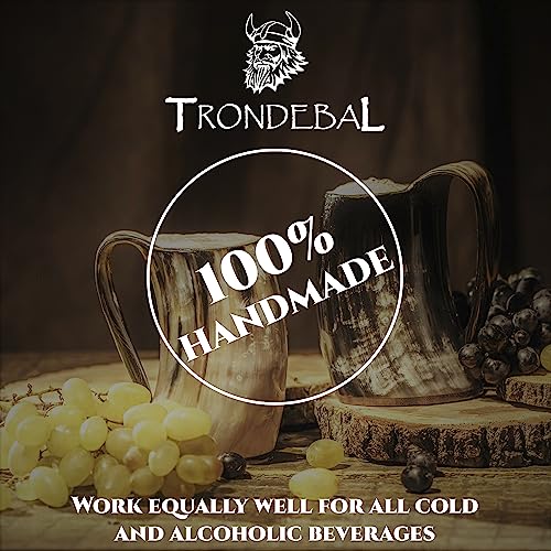 Trondebal Viking Drinking Horn Mug, 15-20 Oz Natural Ox Horn Cup & Cofee Stein | Cool Unique Gift For Men And Women, Home Decor Accessories | Shot Glasses For Beer, Ale, Mead, Whiskey #TOP6