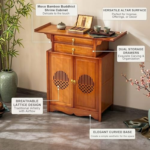 Mueble de altar de bambú de 100cm para oraciones en salón 6