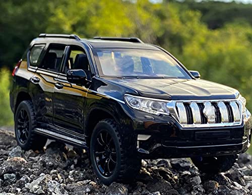 Image of 1:32 Scale Toyota Prado Toy Car | Metal Pullback Diecast Car for Kids with Openable Doors, Sound, Light Effects Toy for Car Enthusiasts (Color As Per Available),black