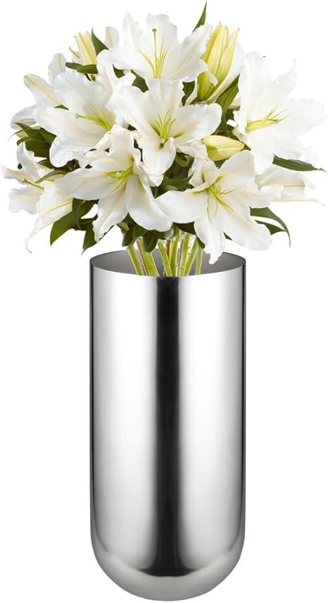 Amazon Co Jp Feyarl 円筒花瓶 ステンレス花びん 花瓶 シルバー お洒落 花入れ 鏡面研磨仕上 Sus304ステンレス製フラワーベース シルバー ホーム キッチン