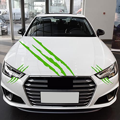 Image of Car Decals Claw Mark Stickers to Cover Hood Headlights Scratches, Modified Cars /Vans /SUVs /Trucks, Pack of 3 (Green)
