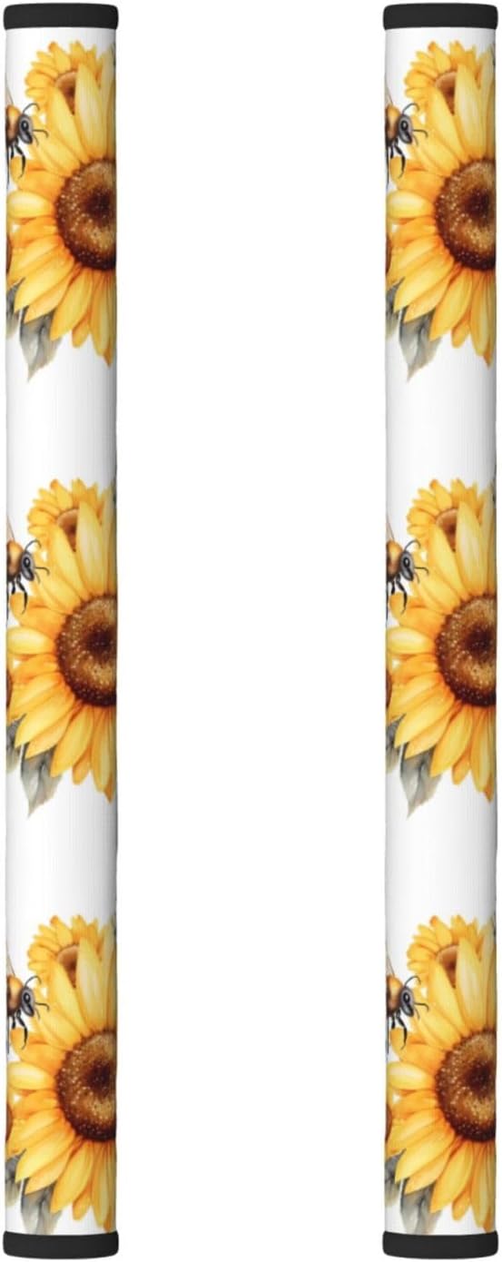 Watercolor Bees Sunflower 2 Pcs Refrigerator Door Handle Covers Set of 2 Non Slip Kitchen Appliance Fridge Handle Cover Oven Microwave Dishwasher Handle Dust Covers Protector