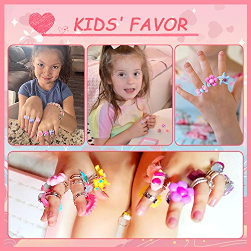 Pinksheep Little Girl Jewel Rings In Box, Adjustable, No Duplication, Girl Pretend Play And Dress Up Rings (24 Surface Ring) #TOP4