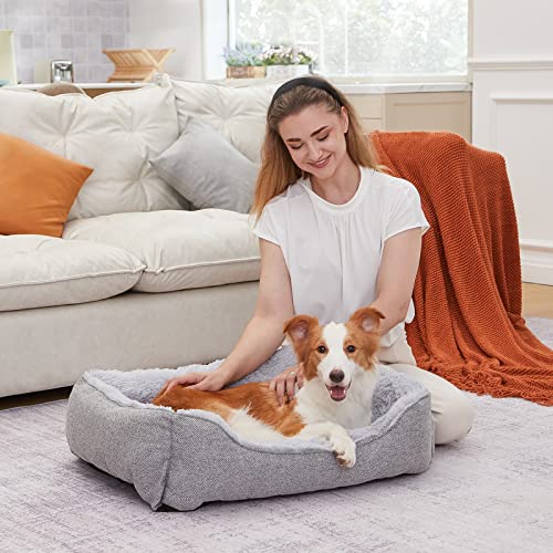 Furtime Medium Dog Beds For Medium Dogs, Rectangle Washable Dog Bed, Orthopedic Dog Bed Soft And Comfy Calming Puppy Bed Waterproof Dog Cuddler Sofa Pet Bed With Anti-Slip Bottom M(25''X21''X8'') #TOP6