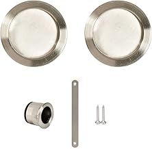 Yale Set of 2 Round Recessed Sliding Door Handles - Internal Diameter 48 mm - Steel Brushed Nickel Finish - Suitable for Wooden Doors - Includes Finger Pull, Mortise Cover, Screws