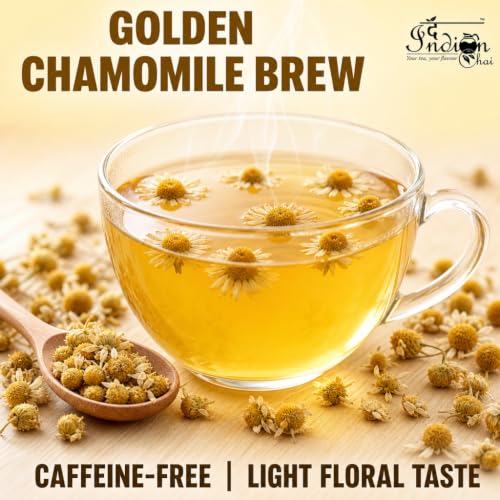 Image of The Indian Chai - Organic Chamomile Tea 250g | Bulk Pack | Promotes Relaxation & Supports Rest | Soothes Mind & Calming | Caffeine-Free, Whole Flower Buds | Herbal Infusion
