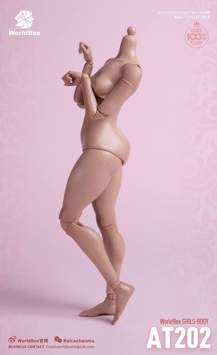 OBEST Worldbox 1/6 Scale Female Super Flexible Durable Figure Body,Plump Body Type with Detachable Feet,Minature Collectible Action Figures AT202(Suntan, Large Bust)
