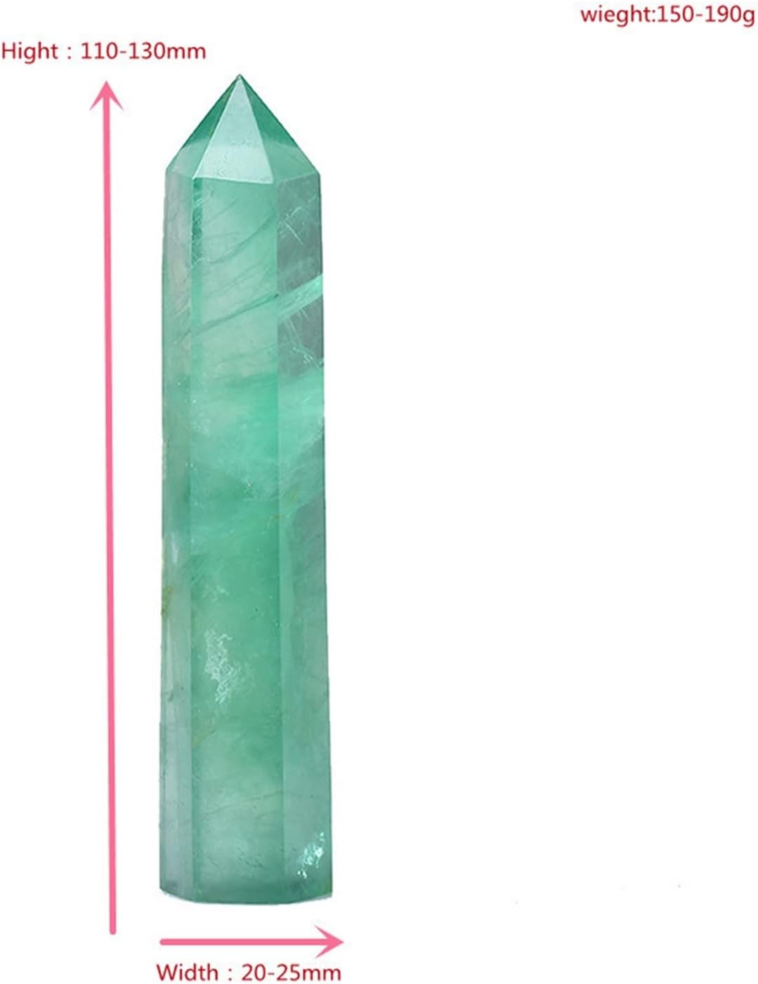 YEJIANGHUA 110-130mmの自然な水晶地点緑色の蛍石の治癒の石オベリスククォーツ杖の飾りエネルギー石塔のための飾り N